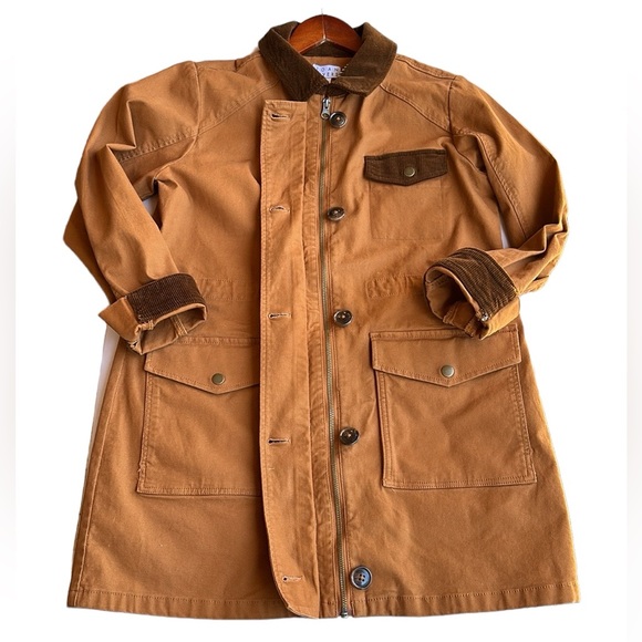 Joan Rivers Corduroy Trim Field Jacket Ginger Brown Utility Coat Size M - Picture 9 of 14